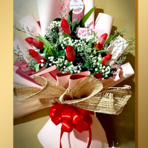 Half Dozen Red Tulips Bouquet