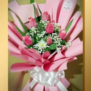 Half Dozen Pink Tulips Bouquet